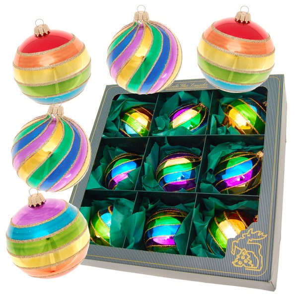 Glaskugelset Bright & Colorful Xmas, 9-teilig, regenbogenfarbig, 8cm, 9 Stck., Weihnachtsbaumkugeln, Christbaumschmuck, Weihnachtsbaumanhänger