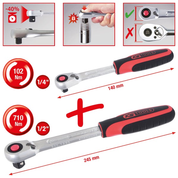 Knarre mit 1/2-Zoll-Antrieb und Auswurfknopf