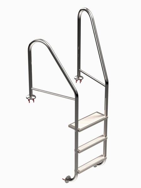 Poolleiter aus Edelstahl mit drei Stufen