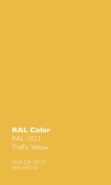 Farbmuster für RAL 1023 Verkehrsgelb