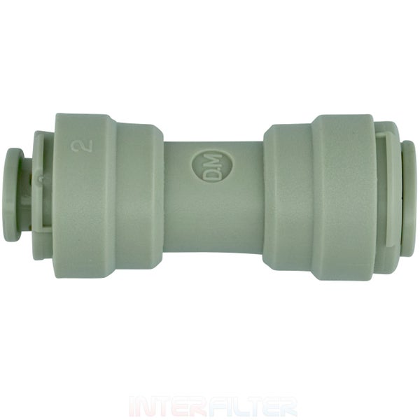 Gerader Kunststoff Verbinder für Wasserfilter und Schlauchsysteme mit Steckanschluss.