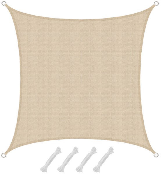 AMANKA UV Sonnensegel - 3x3 m HDPE Quadratisch - Sonnenschutz Plane Überdachung Garten Balkon Beige