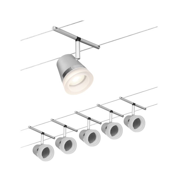 CorDuo Seilsystem Cone Basisset GU5,3 max. 5x10W 230/12V Chrom matt, Chrom