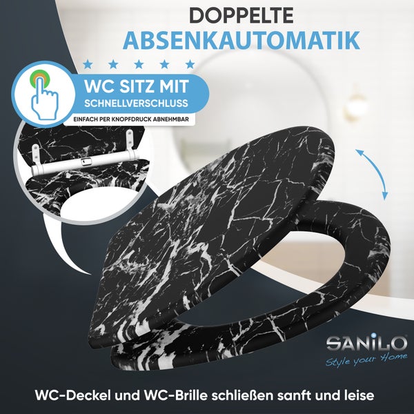 Sanilo WC Sitz mit Absenkautomatik und Schnellverschluss in Marmor Optik