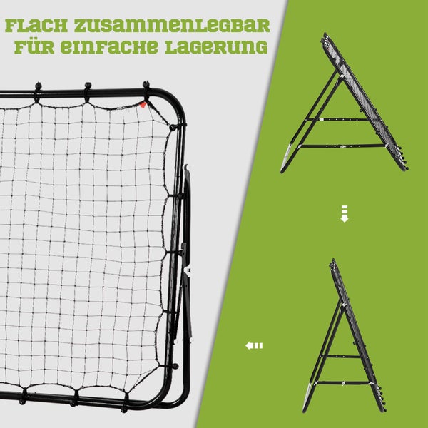 HHOMCOM Fußball Rebounder, Kickback Tor, Verstellbarer Winkel, 96 x 80 x 96 cm, Metallrohr, PE Gewebe, Schwarz