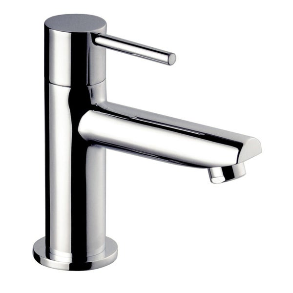 Einhebel-Waschtischarmatur verchromt mit zylindrischem Körper und schmalem Hebelgriff.