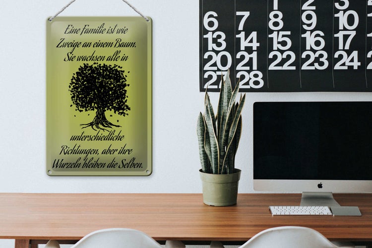 Blechschild Spruch 20x30cm Familie ist wie Zweige an Baum