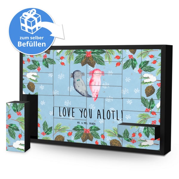 Mr. & Mrs. Panda Befüllbarer Adventskalender Axolotl Liebe - Blau Pastell