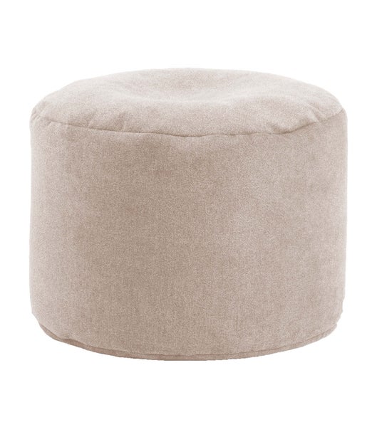 mokebo Pouf, Hocker o. Bodenkissen 'Der Ruhepouf' Sitzhocker rund und Fußhocker fürs Wohnzimmer, leichter Sitzpouf aus Stoff in Beige
