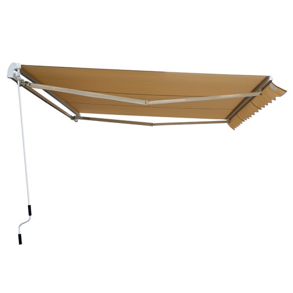 Outsunny Gelenkarmmarkise, Verstellbare Klemmmarkise,  4,5 x 3m, 100% Polyester (280g/m²), Aluminium, Beige