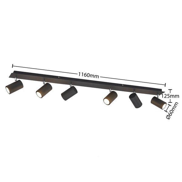 Lindby Strahler Joffrey (Modern) in Schwarz aus Metall (6 flammig, GU10) - Deckenlampe Deckenleuchte Lampe Spot Wohnzimmerleuchte
