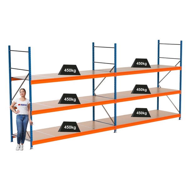 Lagerregal mit drei Ebenen, belastbar bis 450 Kilogramm
