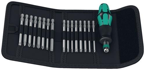 Schraubendreher-Satz in einer schwarzen Tasche