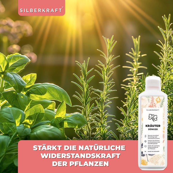SILBERKRAFT Kräuter Dünger – Für Basilikum, Minze & Co. – NPK Flüssigdünger – 1 Liter