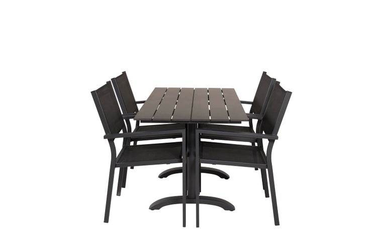 Denver Gartenset Tisch 120x69cm, 4 Stühle Copacabana, schwarz,schwarz. 120 X 72 X 69 cm