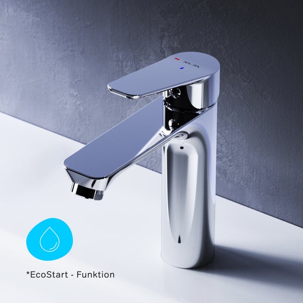 Einhebel Waschtischarmatur von AM PM mit EcoStart Funktion zur Energieeinsparung für das Badezimmer.