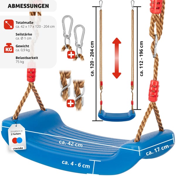 Schaukelsitz  tectake Swifty rutschfest Belastbarkeit 75 kg, inklusive Karabinerhaken