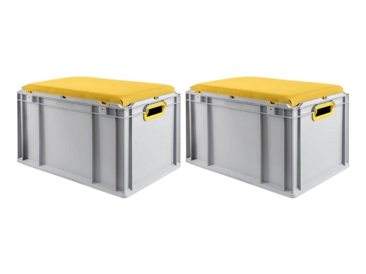 PROREGAL SparSet 2 x Eurobox NextGen Seat Box Gelb HxBxT 36,5 x 40 x 60 cm 65 Liter Griffe Offen Eurobehälter Sitzbox Transportbox
