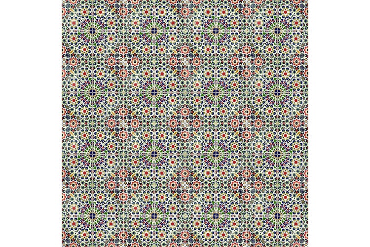 Fliesenmuster mit geometrischen und floralen Motiven