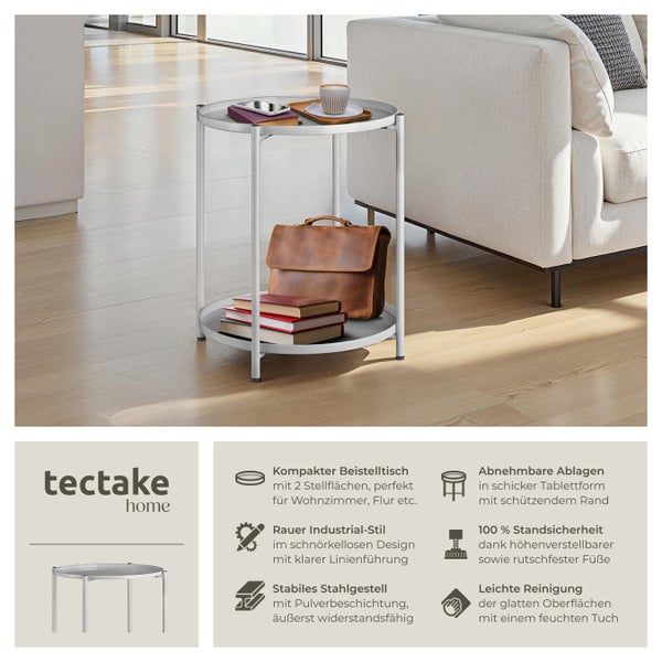 Beistelltisch tectake Oxford 45,5 x 45,5 x 53 cm Stahl grau