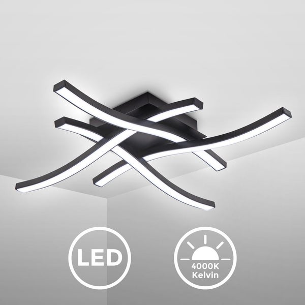 Deckenlampe 42,5x42,5 cm - 20W, 2200lm, LED, neutralweiß, schwarz