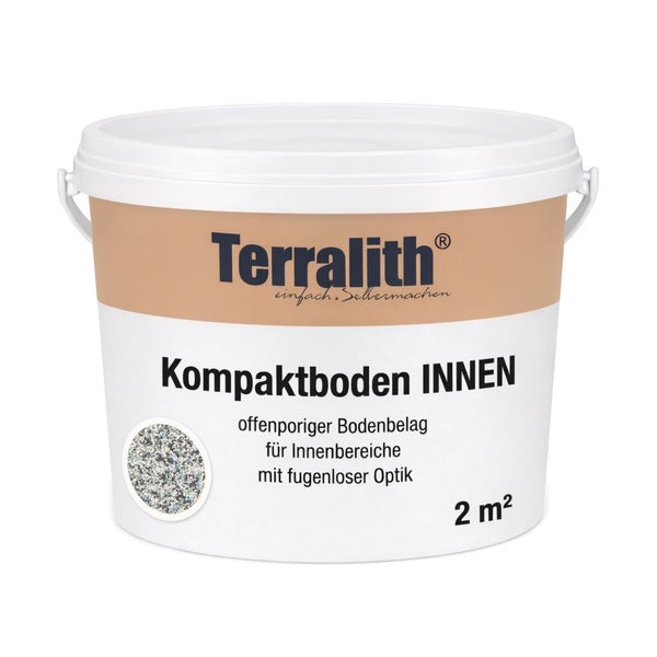 Terralith Kompaktboden Innen, offenporiger Bodenbelag für Innenbereiche mit fugenloser Optik für 2 Quadratmeter.