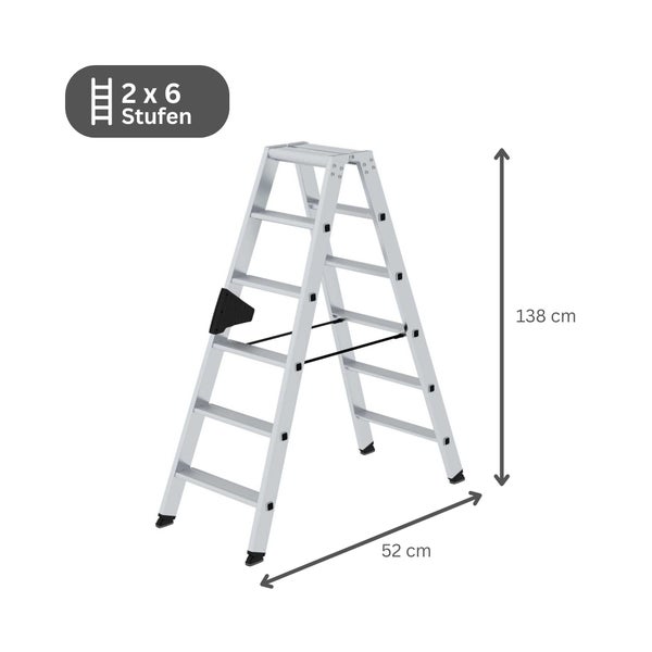 PROREGAL Stufen-Stehleiter Beidseitig Begehbar 2 x 6 Stufen
