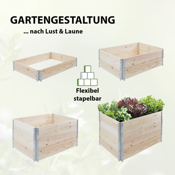 Hochbeet aus Holz 120x80x80 cm Palettenrahmen 4-teilig stapelbar Pflanzbeet Garten Balkon natur