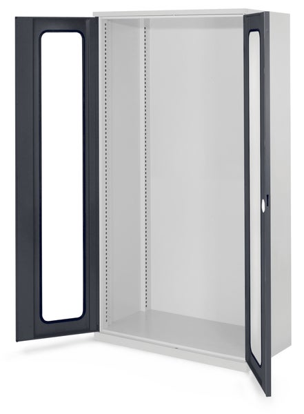 Stahlschrank mit zwei offenen Türen