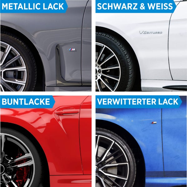 PRINOX® Profi Autopolitur 500ml inkl. Polierschwamm für alle Lacke - Schwarz, Weiß, Buntlacke, Metalliclacke I Auto Politur mit Nanoversiegelung zum Kratzer entfernen - Made in DE