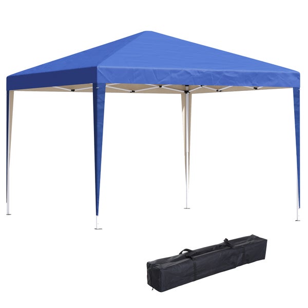 Outsunny Pavillon ca. 3x3m, wasserabweisend Stabil Winterfest Pop-up Faltpavillon, UV Schutz, Faltbar Partyzelt Gartenzelt mit Tasche, Gartenpavillon für Camping Garten, Blau