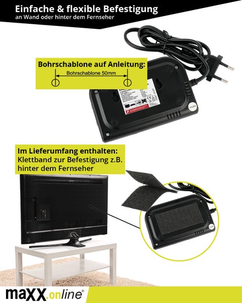 Antennenverstärker mit 2 Ausgängen 2X 20 dB Verstärkung inkl. F-Adapter, 85-1006 MHz, Kabelfernsehen, Kabel Verstärker, Verstärker Wohnung, Wohnungsverstärker