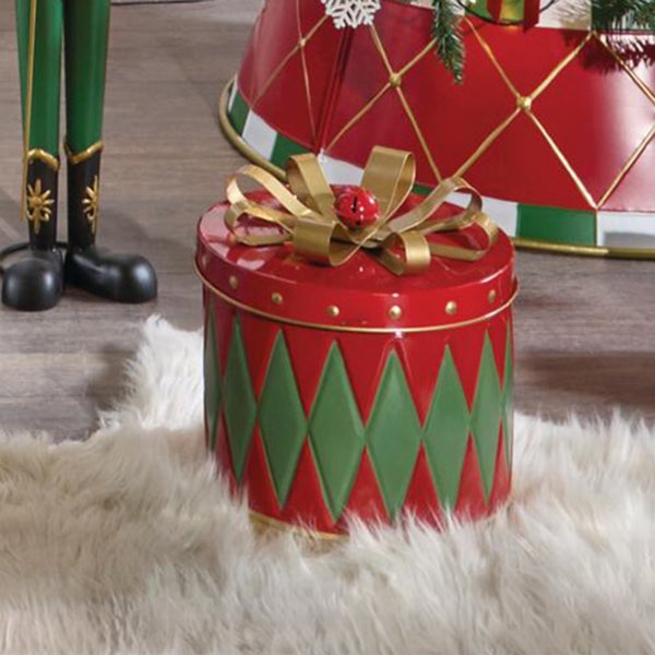 Weihnachtsgeschenk Dose aus Metall mit Schleife als Weihnachtsdekoration