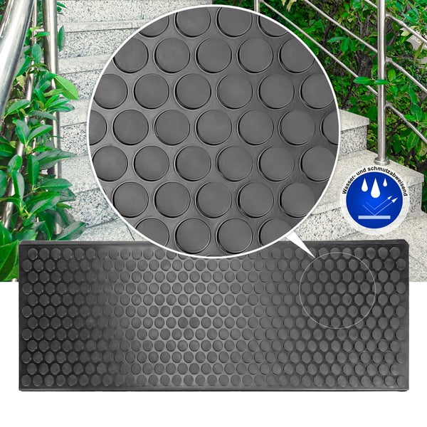 BigDean 5 Stück Stufenmatten aus Gummi – 75 x 25 cm – Outdoor Treppenstufenmatten – Anti Rutsch Gummimatten Kreis Design