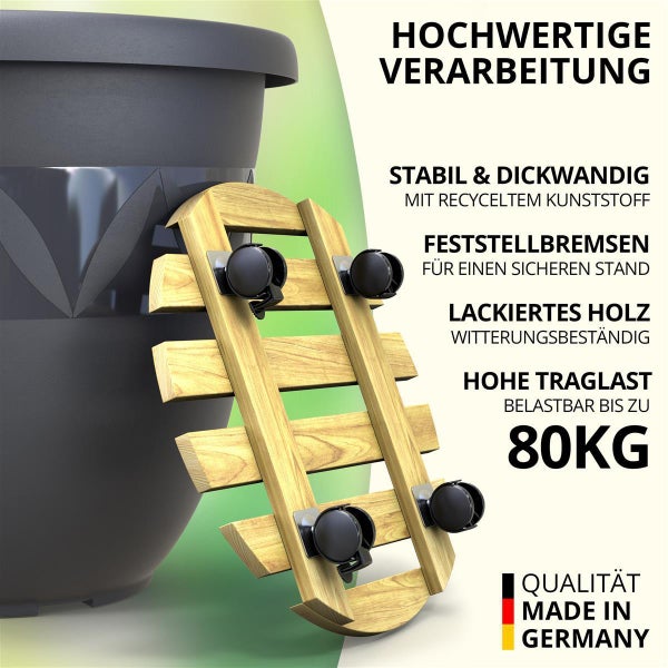 Plastard Blumentopf Ø47 cm Anthrazit inkl. Pflanzenroller – Wetterfest & Mobil