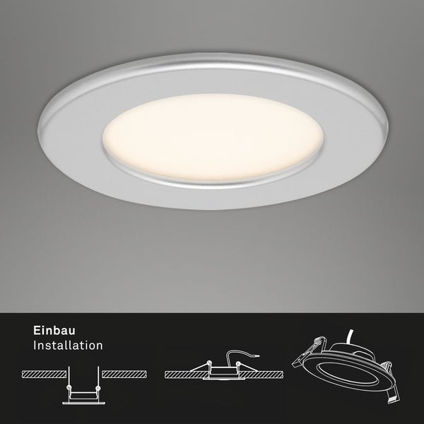 LED Einbauleuchte Ultraflach 3er Set chrom-matt 6W IP44 Ø11,5cm Briloner