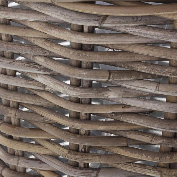 Dekoleidenschaft Pflanzkorb Rustikal Ø 45x40 cm groß, aus Rattan, rund, grau, Blumentopf, Pflanzkübel, Pflanztopf für Draußen, Blumenkübel