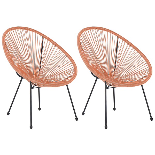 Gartenstuhl 2er Set ACAPULCO II Polyrattan Orange