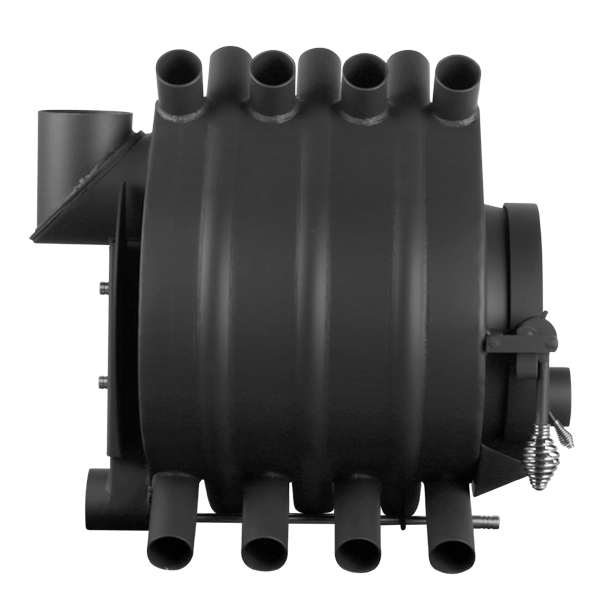 Gusseisen Holzofen mit Rohranschlüssen für Heizungssystem