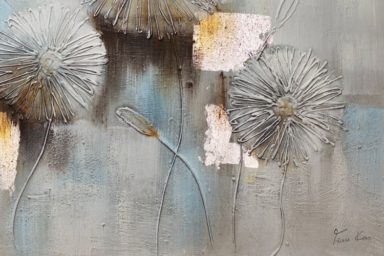 Handgemaltes Gemälde Acrylfarbe 120x60cm Weiß