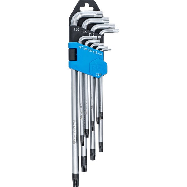 BGS Winkelschlüssel-Satz extra lang T-Profil (für Torx) mit Bohrung T10 - T50 9tlg. - 794