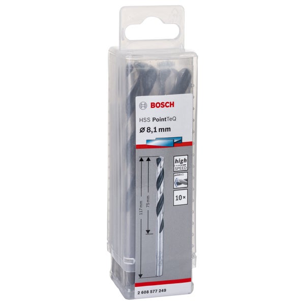 Bosch HSS PointTeQ Bohrer Set, Durchmesser 8,1 Millimeter, 10 Stück
