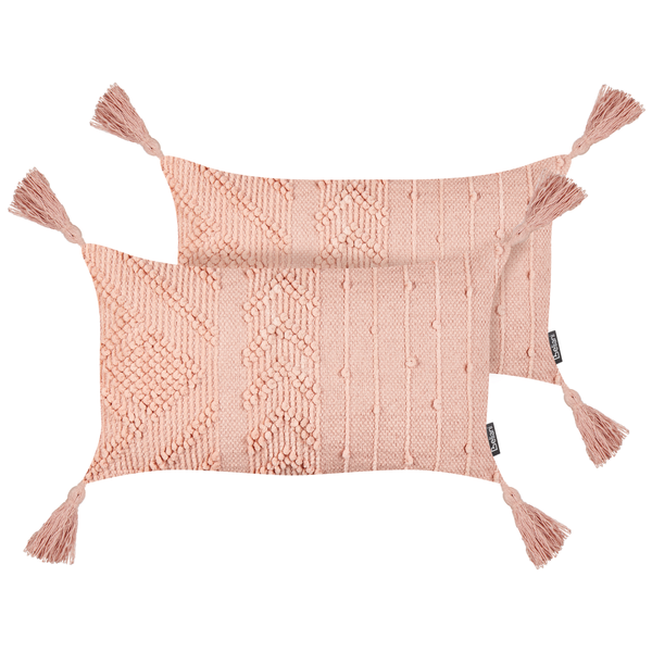 Dekokissen 2er Set VALVARIA Baumwolle 30 x 50 cm Pfirsichrosa ZickZack-Muster