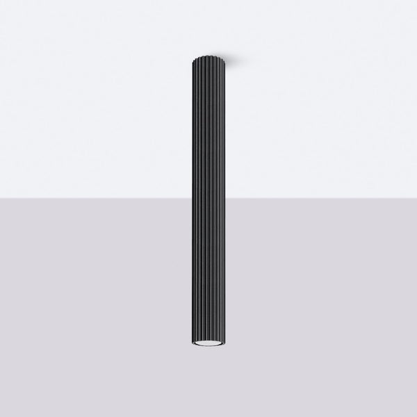 Schwarze Deckenleuchte mit geriffelter Oberfläche