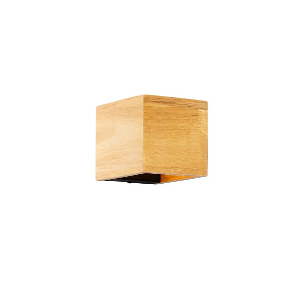 Moderne quadratische Wandleuchte aus Holz für Innenräume
