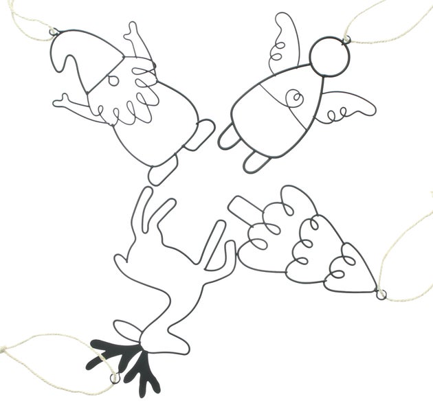 Drahtdekorationen für Weihnachten mit Weihnachtsmann, Engel, Rentier und Weihnachtsbaum