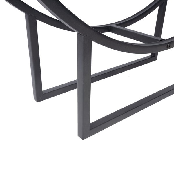 FLOORDIREKT Kaminholzregal Santorini - Schwarz - Rundes Brennholzregal - für Innen und Außen - 92 x 55 x 21 cm