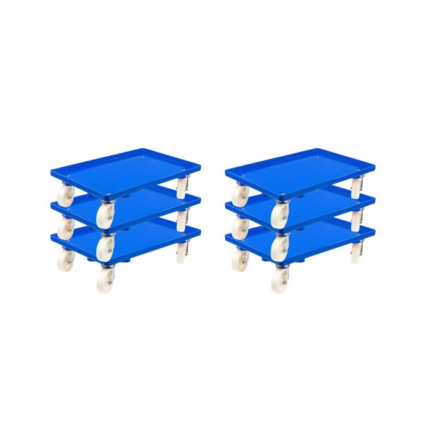 PROREGAL Transportroller für Euroboxen 60 x 40 cm mit Kunststoffräder Blau Geschlossenes Deck 2 Lenkrollen und 2 Bockrollen Traglast 300 kg