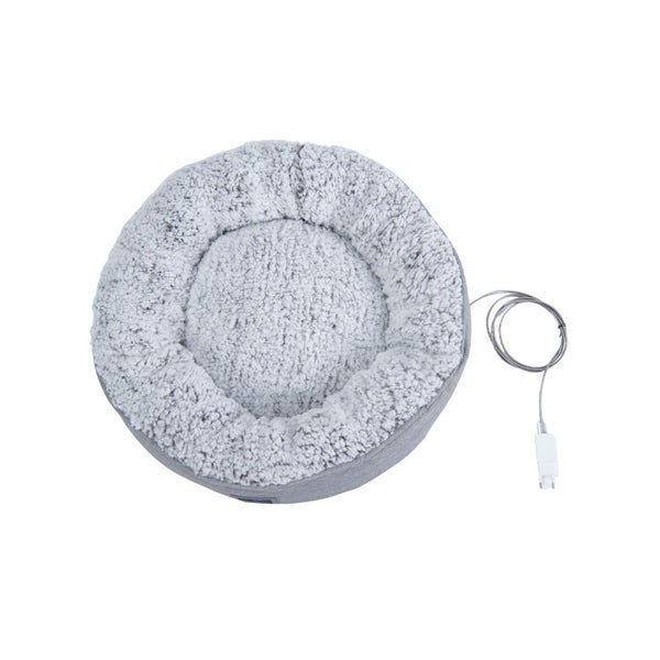 Home Deluxe - Beheizbares Haustierbett COMFY - 50 x 50 x 13 cm, Farbe: Grau, Baumwollfüllung, Stecker mit USB Anschluss I Hundebett Hundekissen Bett für Katzen