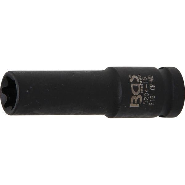 BGS Kraft-Steckschlüssel-Einsatz E-Profil, tief Antrieb Innenvierkant 12,5 mm (1/2) SW E16 mm - 5204-16